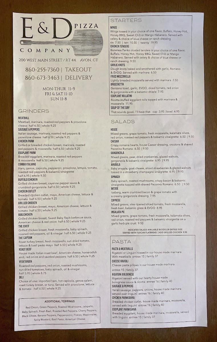 Menu E&d Pizza Company-3